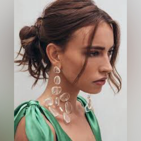 ICONIC Cult Gaia SLOANE ROCK clear dangle earrings *NEVER WORN* - Picture 2 of 7